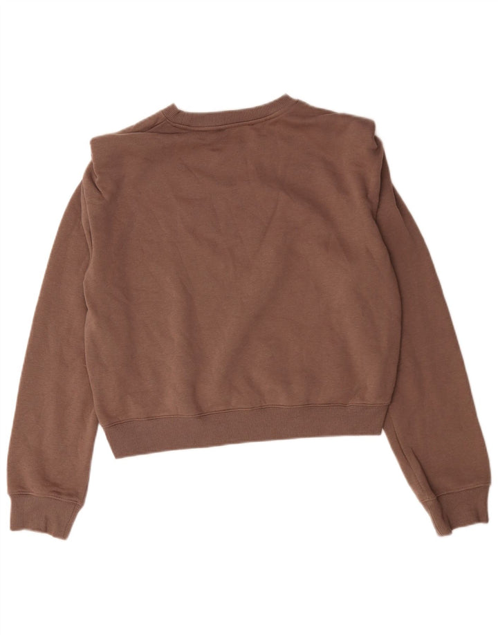Zara Dame Oversized Sweatshirt Jumper UK 10 Lille brun bomuld