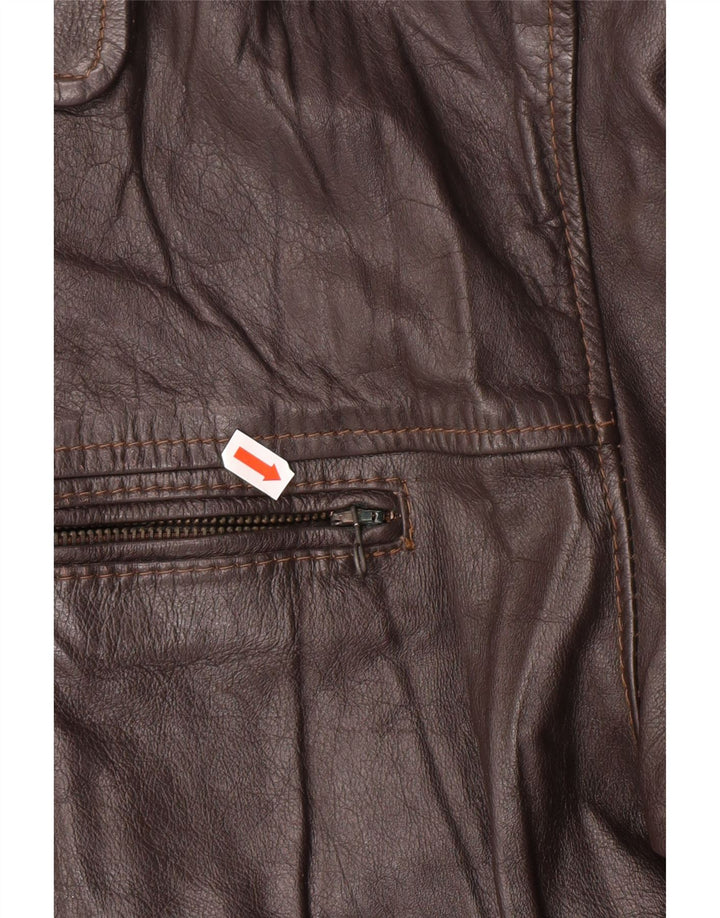 VINTAGE Herre læderjakke UK 42 XL Brunt læder