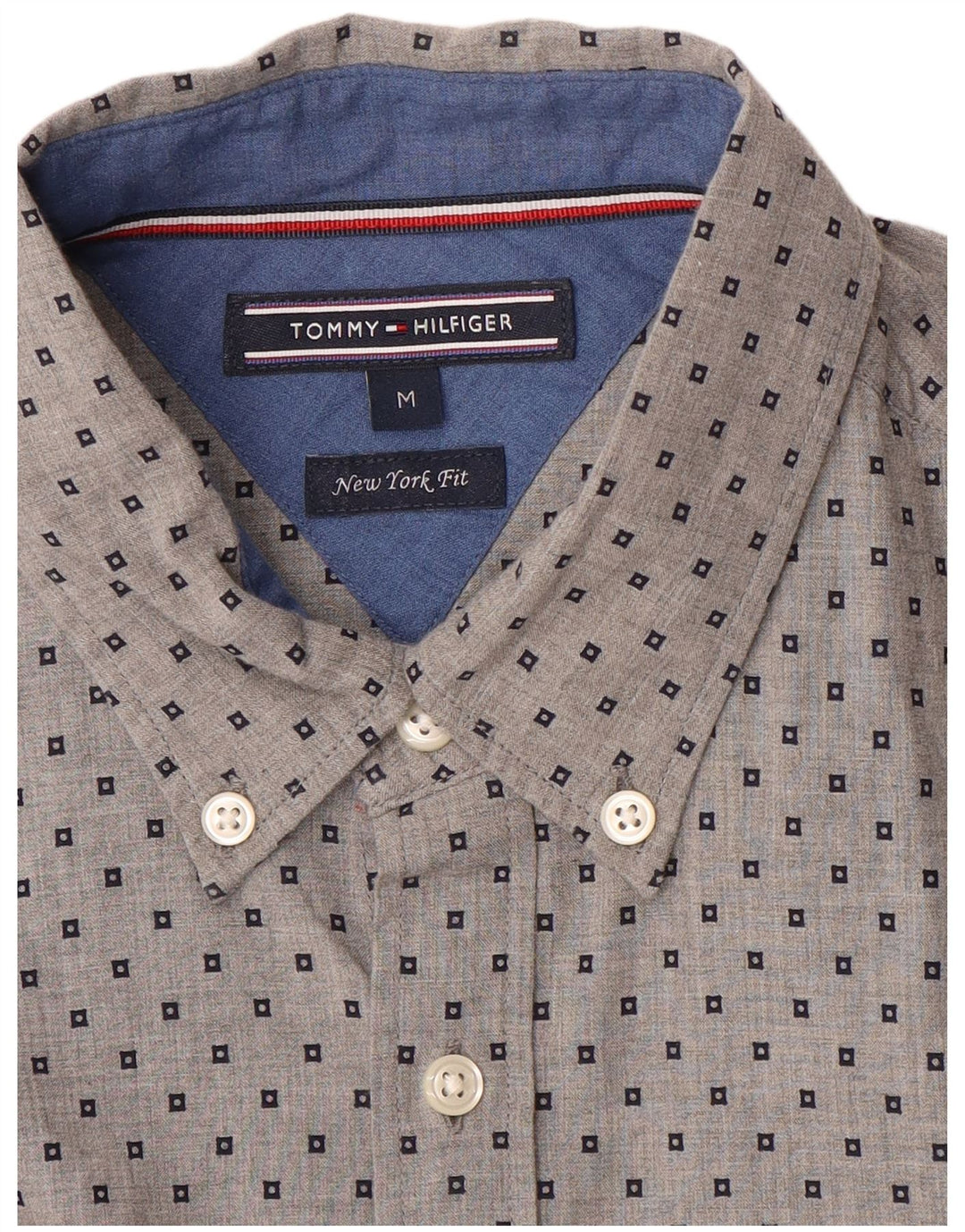 Tommy Hilfiger Herre New York Fit skjorte Medium Grå Geometrisk