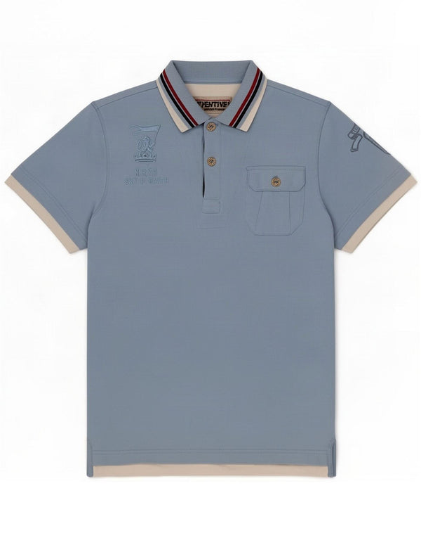 Napapijri Herre grafisk poloshirt Medium Blue Colourblock Cotton