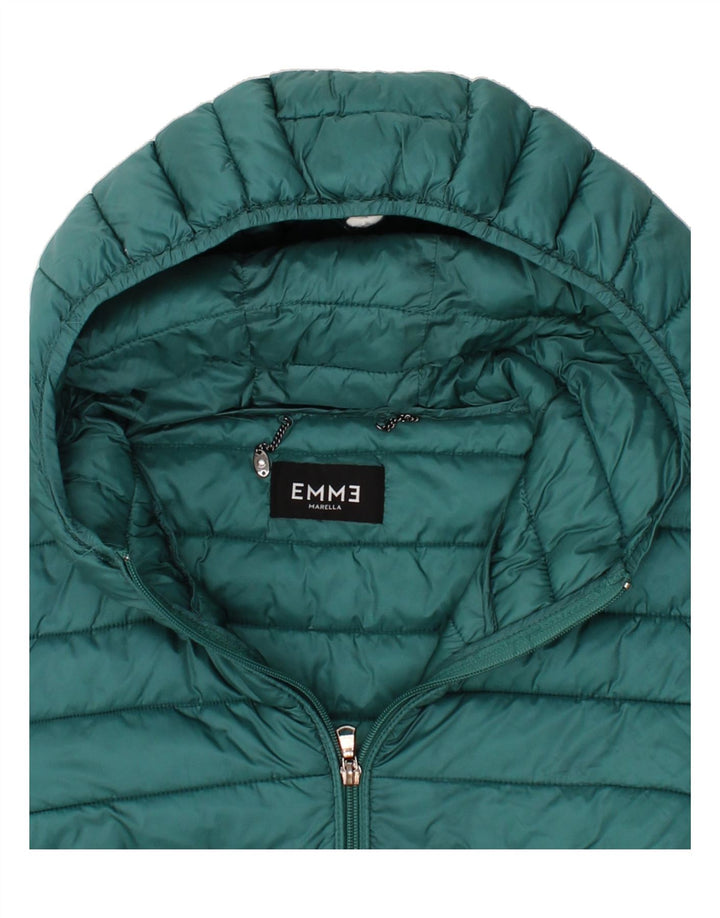 MARELLA Womens EMME Hooded Padded Jacket UK 14 Medium   Green Polyester Vintage Marella and Second-Hand Marella from Messina Hembry 