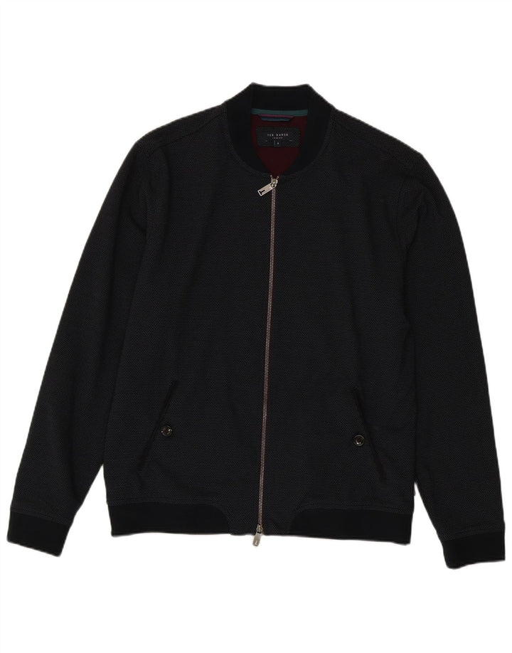 Ted Baker Bomberjakke til mænd str. 4 Large Navy Blue Spotted Viscose