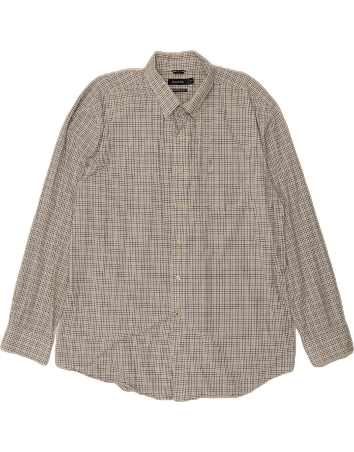 NAUTICA Mens Shirt 2XL White Check Cotton Vintage Nautica and Second-Hand Nautica from Messina Hembry 