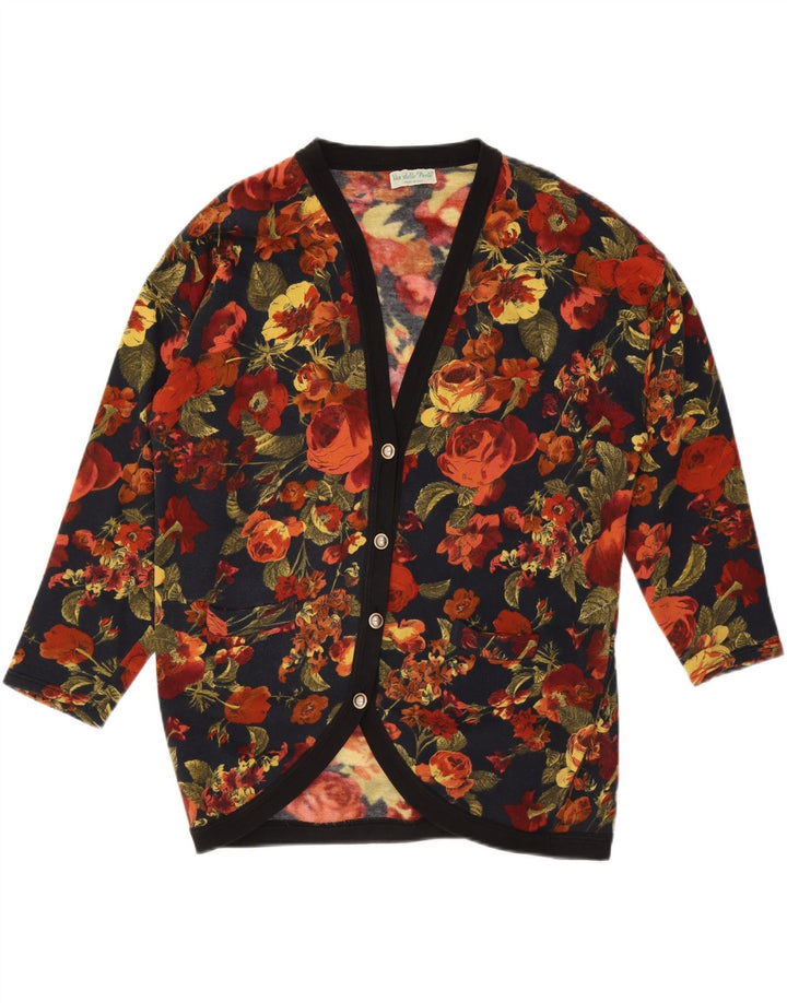 VINTAGE Womens Cardigan Sweater UK 14 Medium Multicoloured Floral Vintage Vintage and Second-Hand Vintage from Messina Hembry 