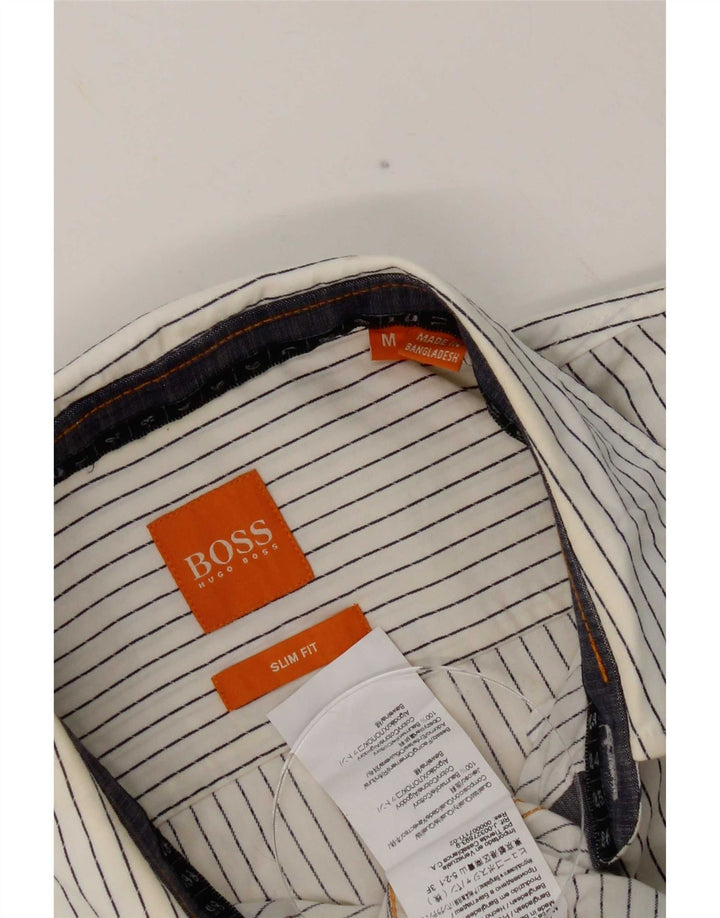 Hugo Boss Dame Slim Fit skjorte Medium White Pinstripe Bomuld