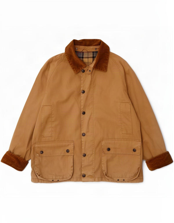 Barbour Herre Bedale Vokset Bomuldsjakke UK 38 Medium Beige Colourblock