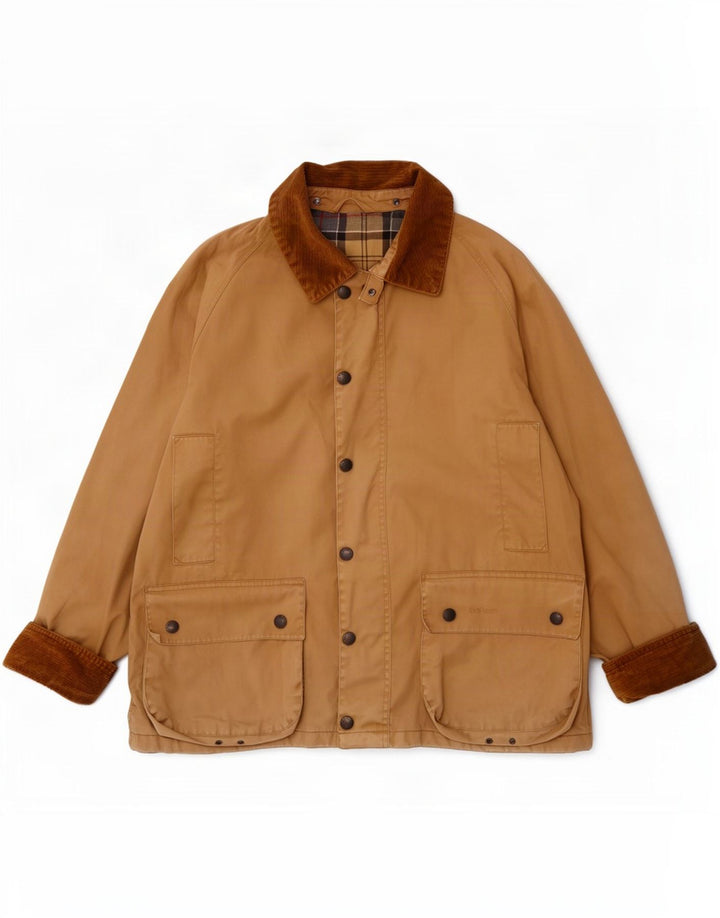 Barbour Herre Bedale Vokset Bomuldsjakke UK 38 Medium Beige Colourblock