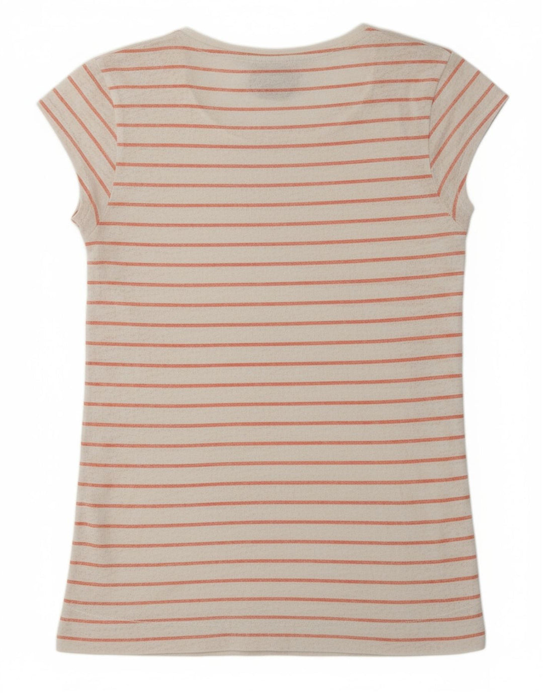 SUPERDRY Womens T-Shirt Top UK 6 XS Off White Striped Polyester