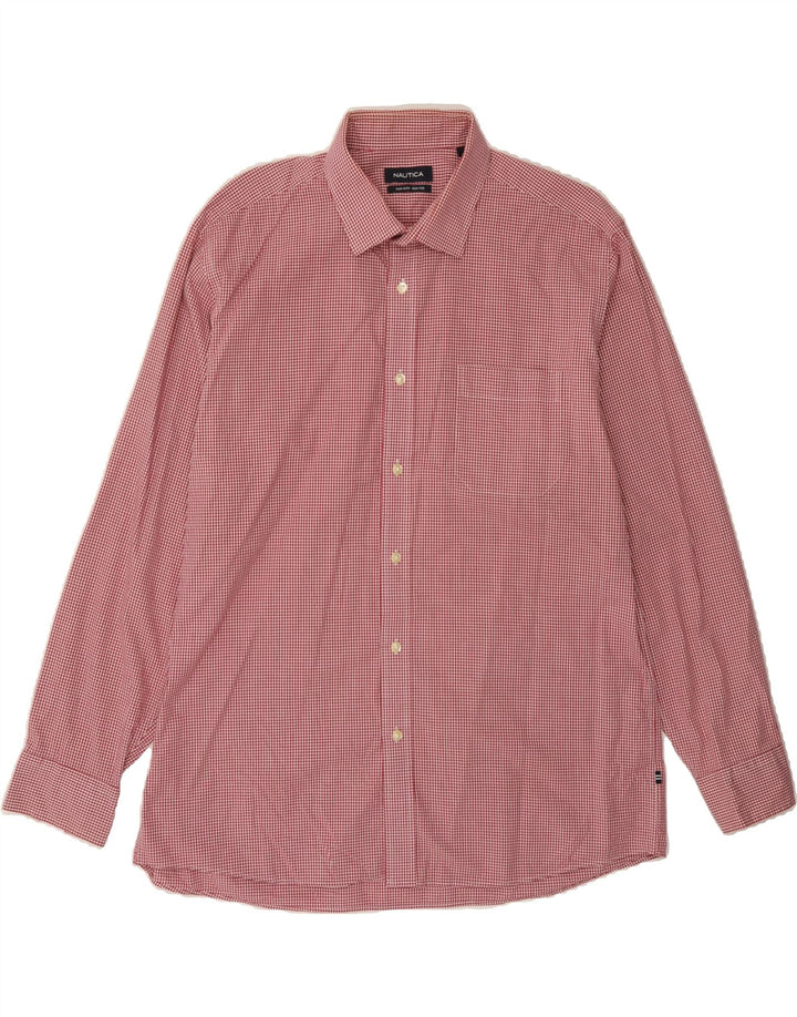 NAUTICA Mens Shirt Size 17 XL Red Gingham Cotton Vintage Nautica and Second-Hand Nautica from Messina Hembry 