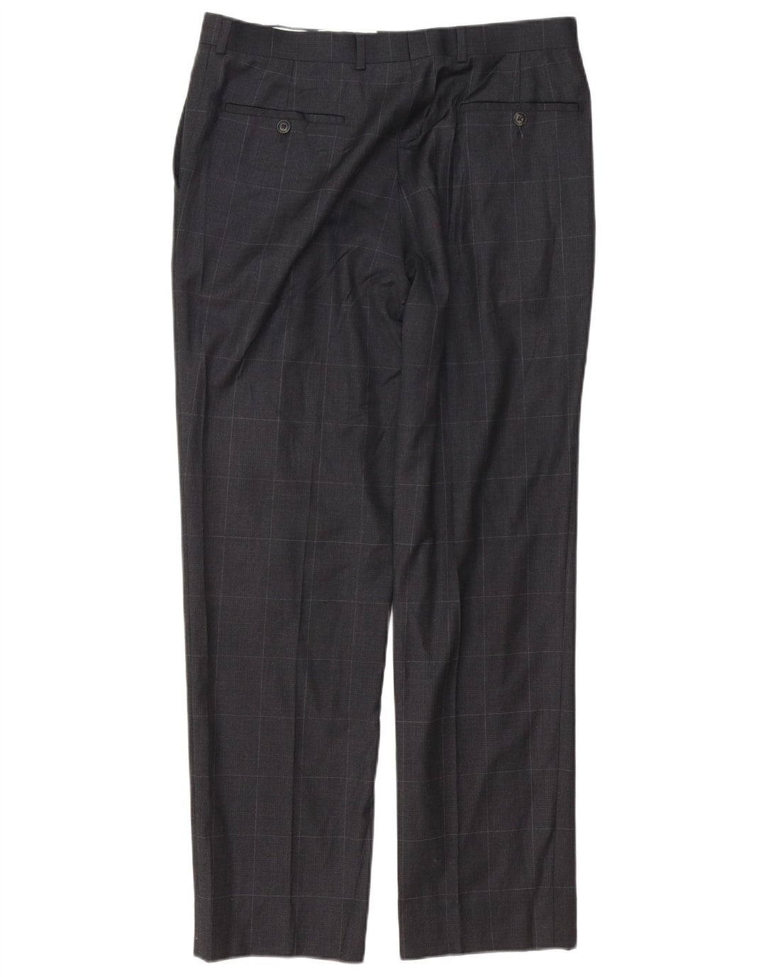 MARKS & SPENCER Herre Regular Fit Suit Bukser W34 L31 Grå ternet uld