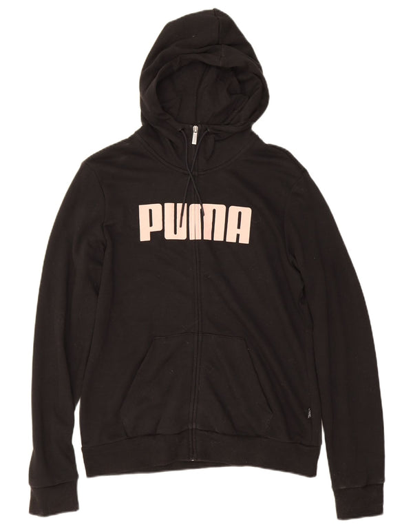 Puma hættetrøje til kvinder med grafisk lynlås UK 14 Medium Sort bomuld