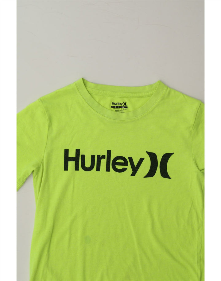 HURLEY Boys Graphic T-Shirt Top 8-9 Years Small Green Polyester Vintage Hurley and Second-Hand Hurley from Messina Hembry 