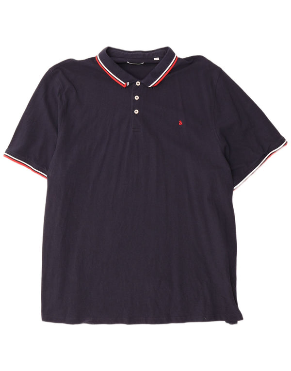Jack & Jones herre poloskjorte 5XL marineblå stribet bomuld