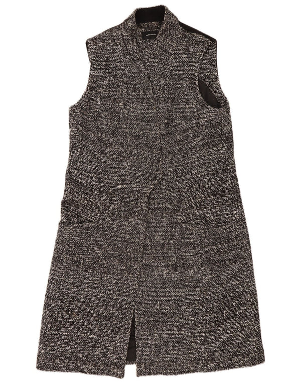 Karen Millen Womens Longline Ærmeløs Gilet UK 14 Large Black Flecked