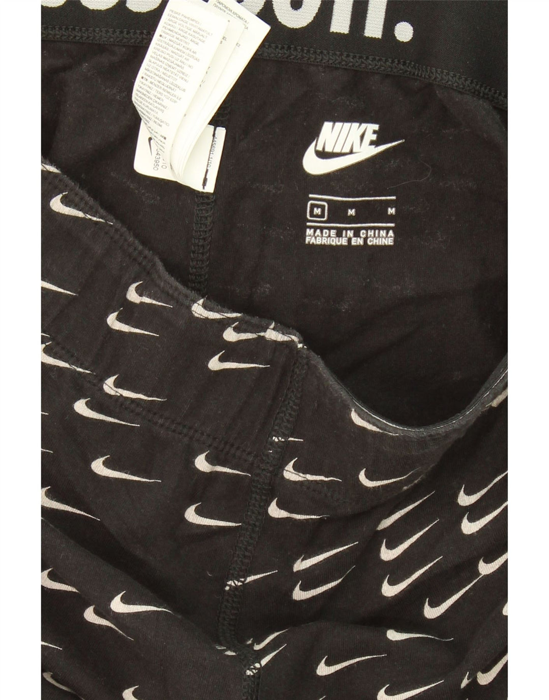 NIKE Womens Graphic Leggings UK 12 Medium Black Cotton Vintage Nike and Second-Hand Nike from Messina Hembry 