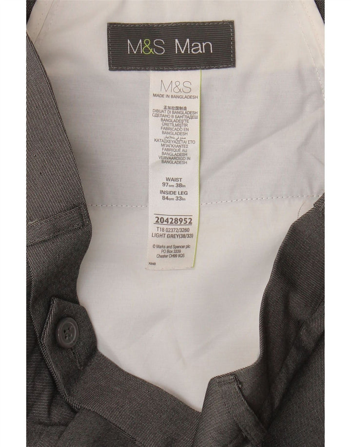 Marks & Spencer Herre Straight Pegged Suit Bukser W38 L29 Grå Polyester