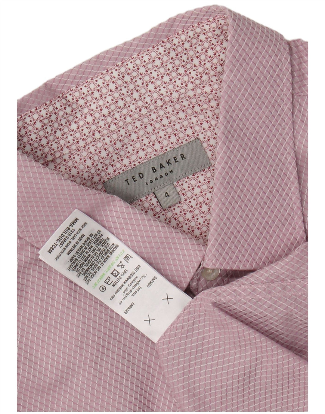 Ted Baker Herreskjorte str. 4 Large Pink Argyle/Diamond Cotton