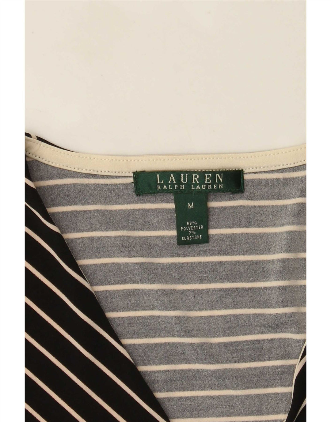 Ralph Lauren Dame 3/4 ærmet Tunika Top UK 12 Medium Sort Chevron