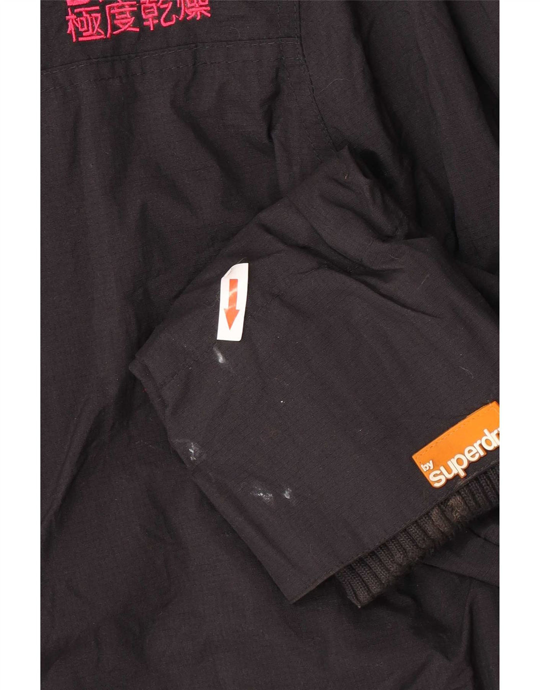 Superdry Graphic Windbreaker Jacket til kvinder UK 16 Stor sort nylon