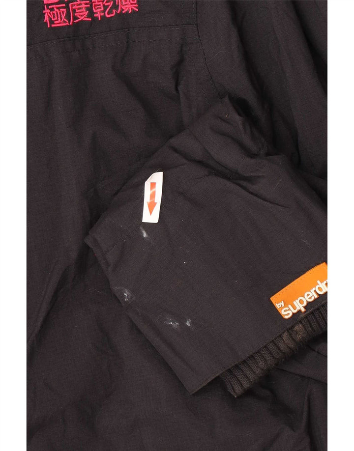 Superdry Graphic Windbreaker Jacket til kvinder UK 16 Stor sort nylon