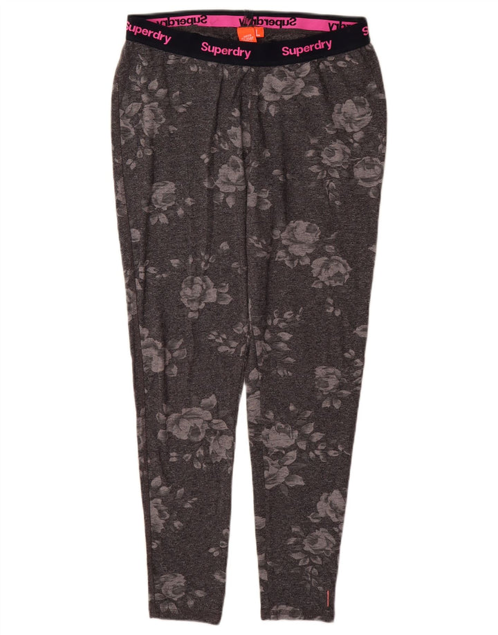 SUPERDRY Grafiske Leggings til kvinder UK 14 Stor grå blomsterbomuld