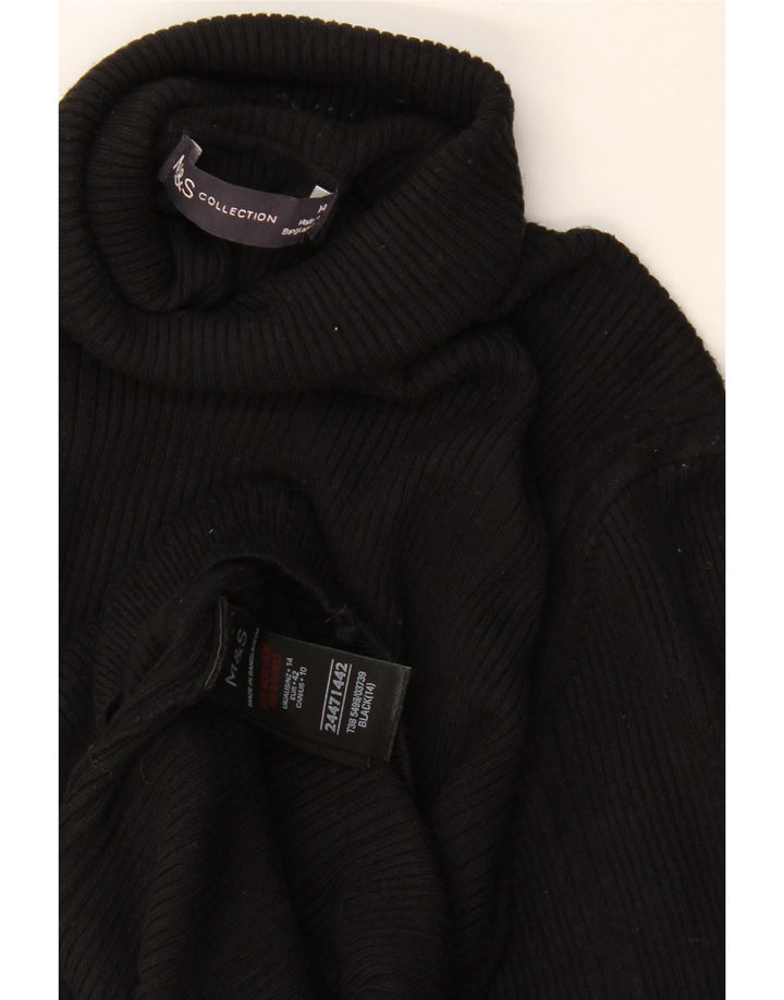 Marks & Spencer Dame Rullehals sweater UK 14 Medium Black Viscose