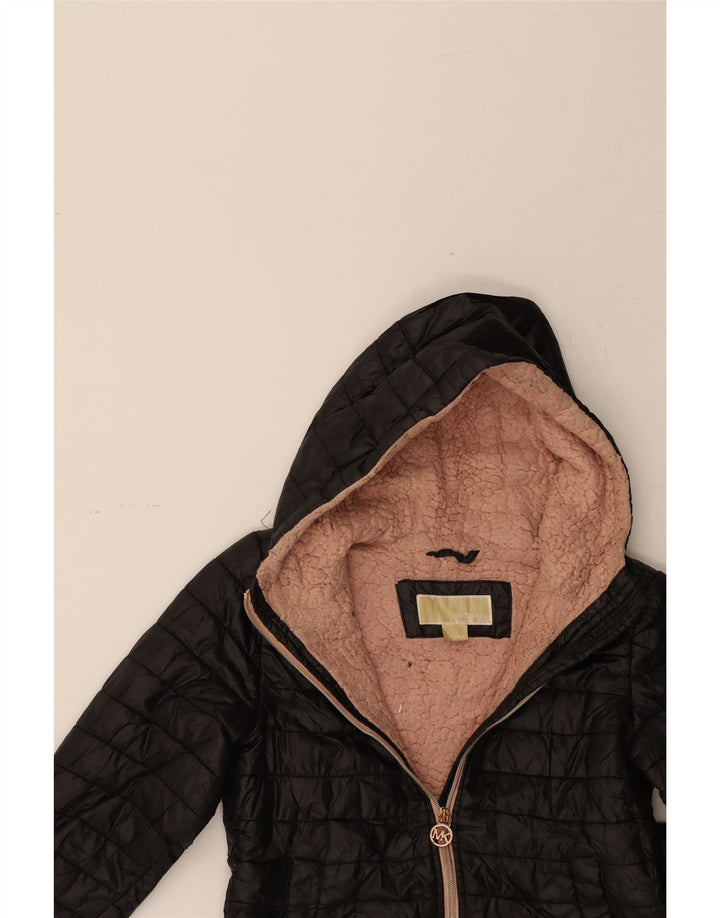 MICHAEL KORS Girls Hooded Padded Jacket 7-8 Years Black Vintage Michael Kors and Second-Hand Michael Kors from Messina Hembry 