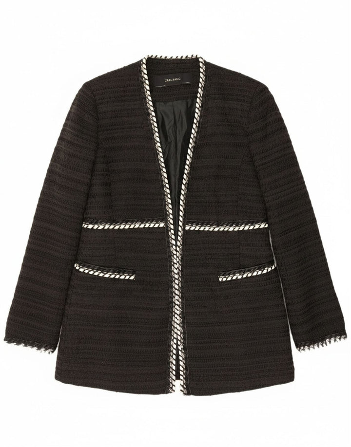 Zara Womens Open Blazer Jacket UK 14 Large Black