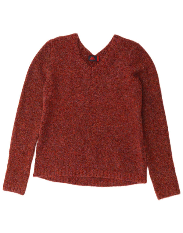 Kappa Dame V-hals sweater UK 12 Medium Burgundy Flecked Acryl