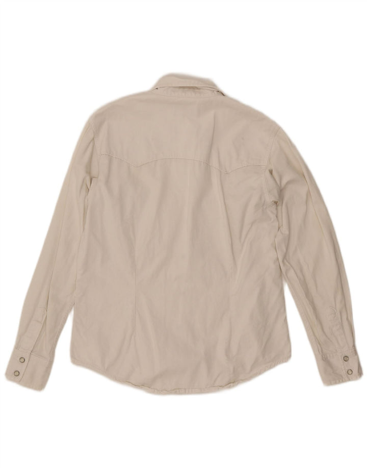 Lee Dame Denim Shirt UK 14 Medium White Bomuld