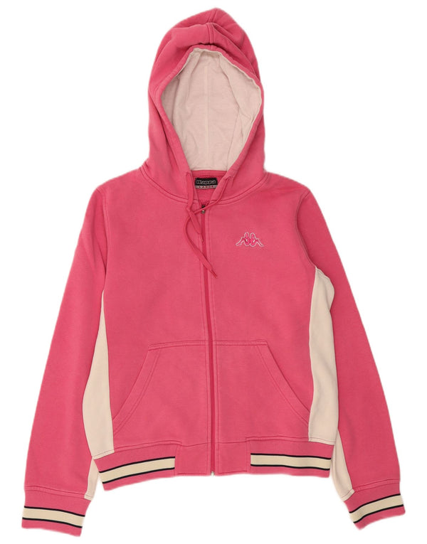 KAPPA hættetrøje med lynlås til kvinder UK 14 Large Pink Colourblock Bomuld