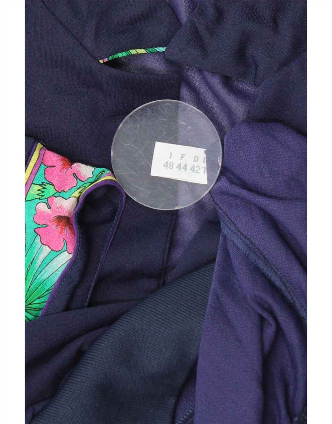 VINTAGE Womens Crop Bluse Top IT 48 XL Navy Blue Floral