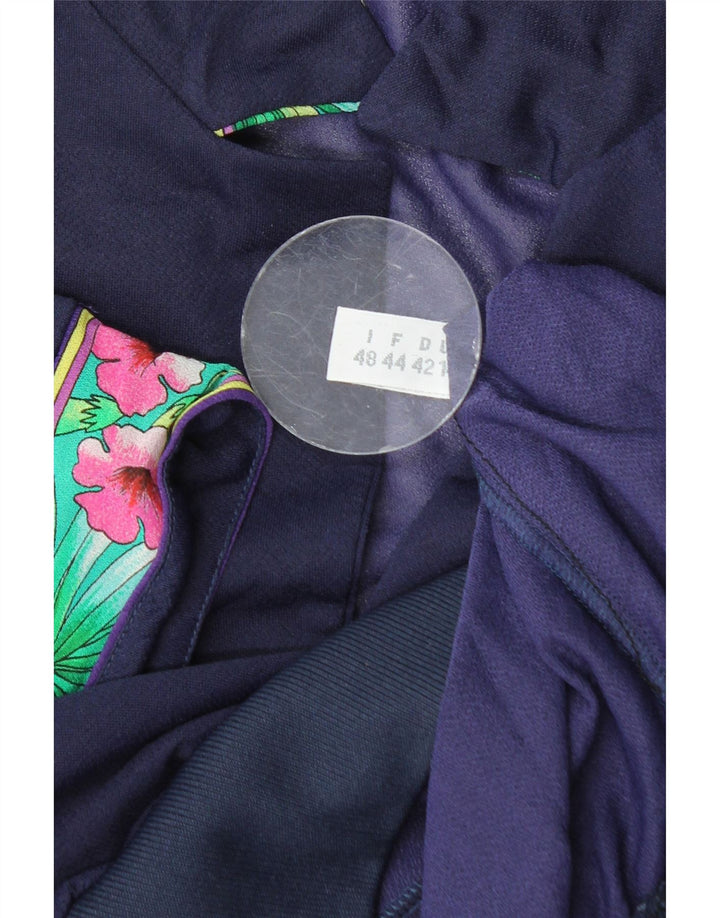 VINTAGE Womens Crop Bluse Top IT 48 XL Navy Blue Floral