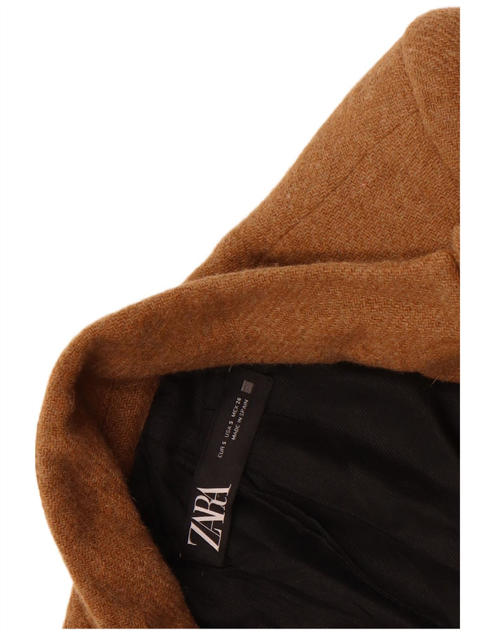 Zara Dame 1 knap Longline Blazer Jacket UK 10 Small Beige