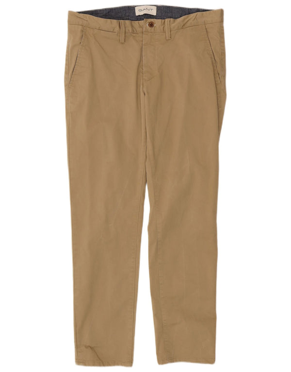 Gant Herre Slim Chino Bukser W34 L30 Beige Bomuld