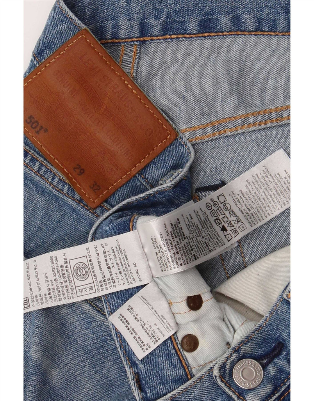 Levi's Herre 501 Straight Jeans W29 L32 Blå Bomuld