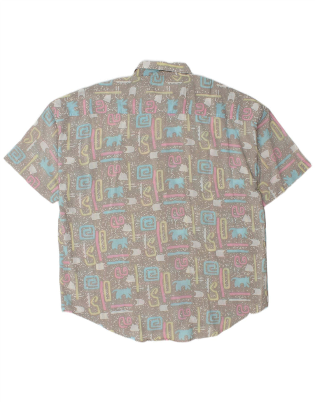 Vintage kortærmet herreskjorte XL Grå Geometrisk