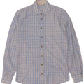 Vintage herreskjorte str. 37 38 Small Blue Gingham Cotton