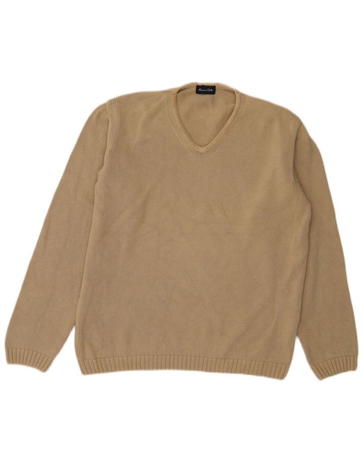Massimo Dutti Herre V-hals sweater Stor Beige Bomuld