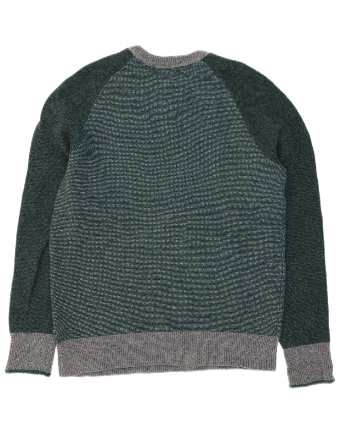 John Lewis Herre sweater med rund hals, lille grøn farveblok lammeuld