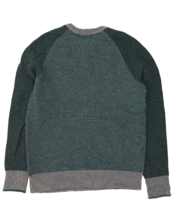 John Lewis Herre sweater med rund hals, lille grøn farveblok lammeuld