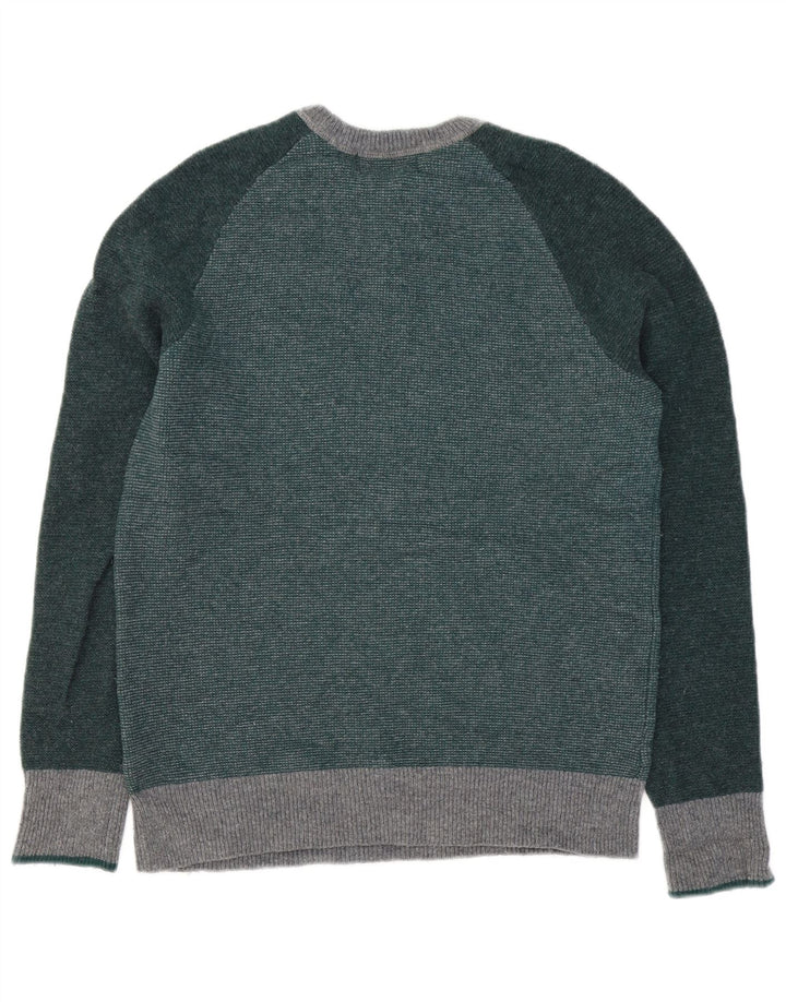 John Lewis Herre sweater med rund hals, lille grøn farveblok lammeuld