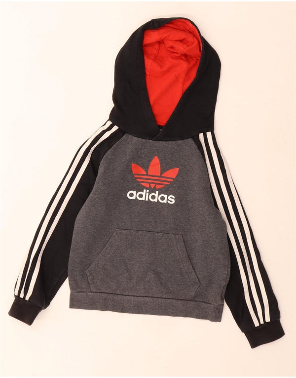 Adidas Grafisk hættetrøje til drenge 7-8 år Grå Colourblock Bomuld