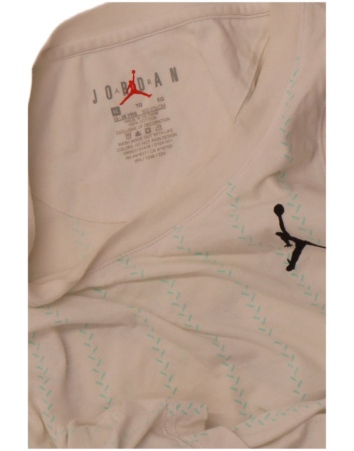 JORDAN Drenge Grafisk Vest Top 13-14 år XL Off White Stribet bomuld