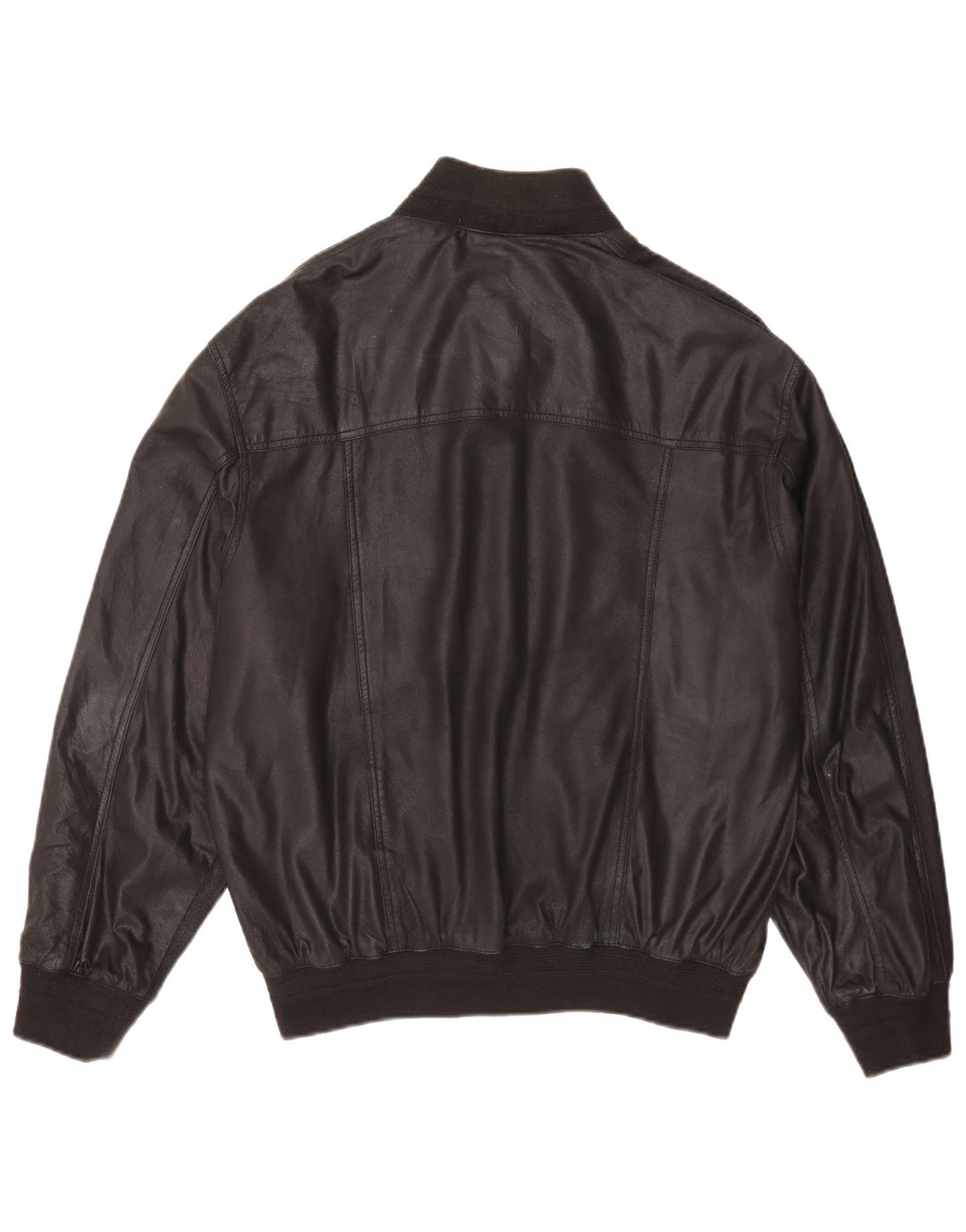 Vintage Herre Læder Bomber Jacket IT 54 2XL Sort