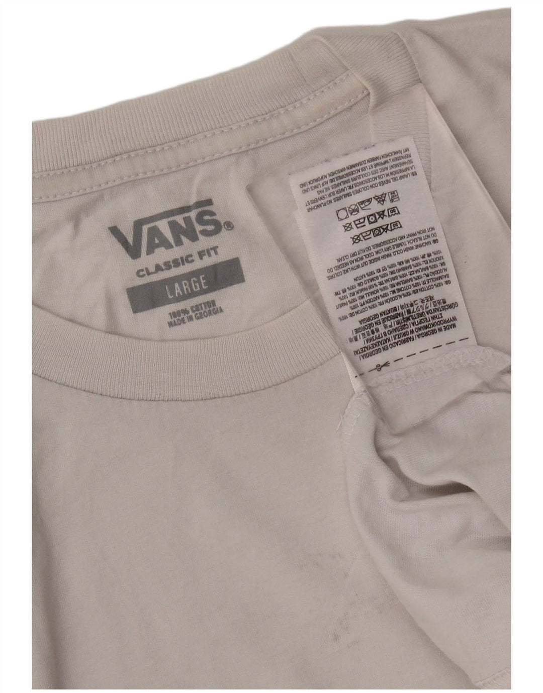 VANS Herre Classic Fit T-Shirt Top Stor Hvid Bomuld