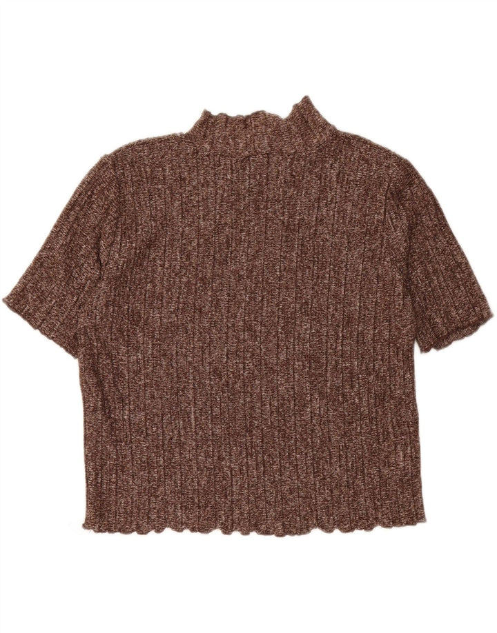 ZARA Womens Knit Blouse Top UK 14 Medium Brown Flecked Polyester Vintage Zara and Second-Hand Zara from Messina Hembry 