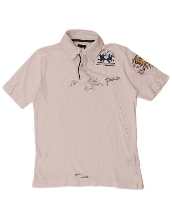 La Martina Herre grafisk poloshirt Medium hvid bomuld