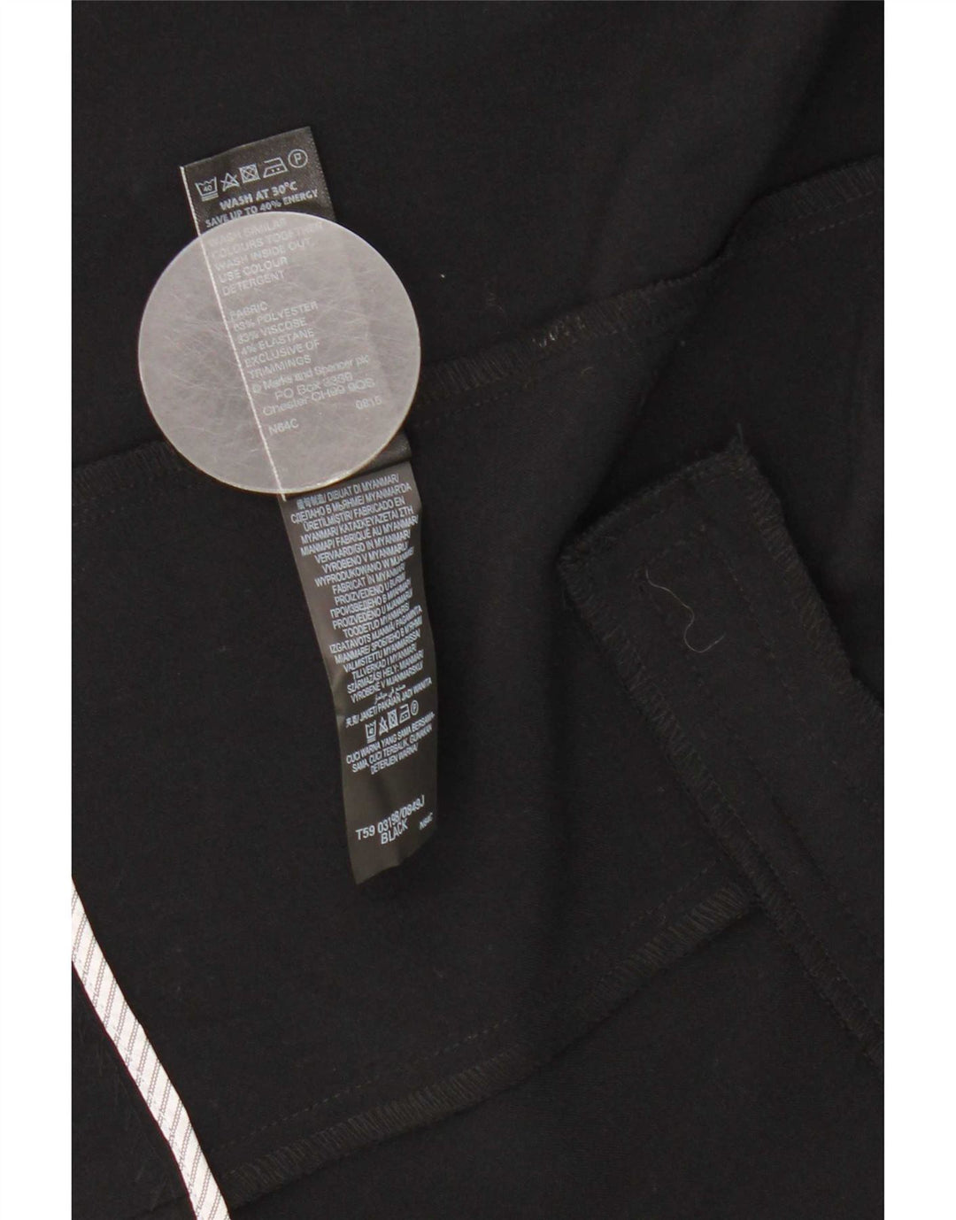 Marks & Spencer Womens Open Blazer Jacket UK 18 XL Sort Polyester