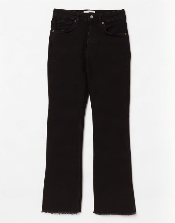 Zara Dame High Rise Bootcut Jeans EU 36 XS W26 L27 Sort Bomuld